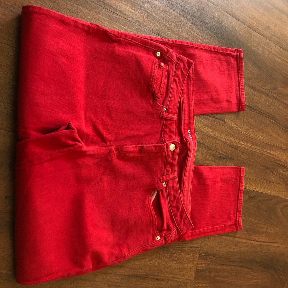 Red skinny jeans